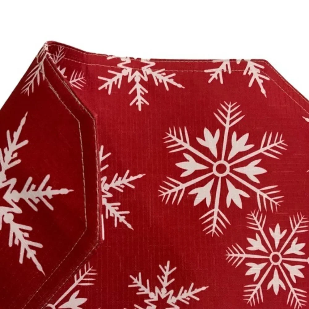 Winter Placemats Reversible Linen Print Holiday Christmas Snowflake Red White